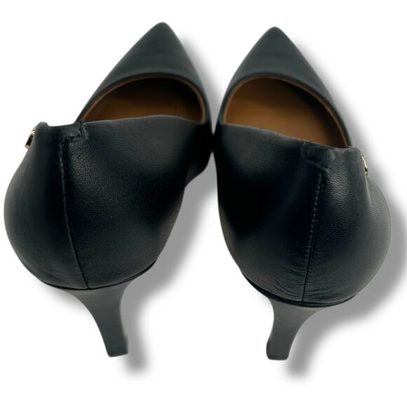 NEW Calvin Klein Pointed Toe Pumps Size 9 High Stiletto Heels Black Leather FLAW - Picture 12 of 13